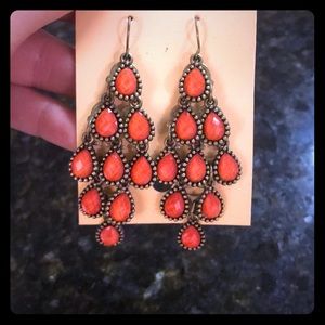 Orange chandelier earrings - NEVER WORN
